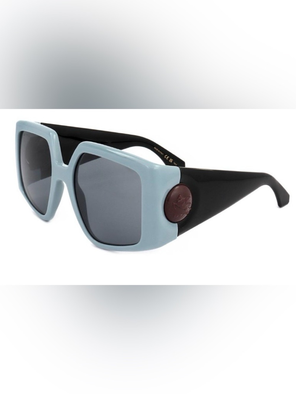 Etro Oversized Square Sunglasses in Light Blue & Black with Dark Gray Lenses - Picture 5 of 7